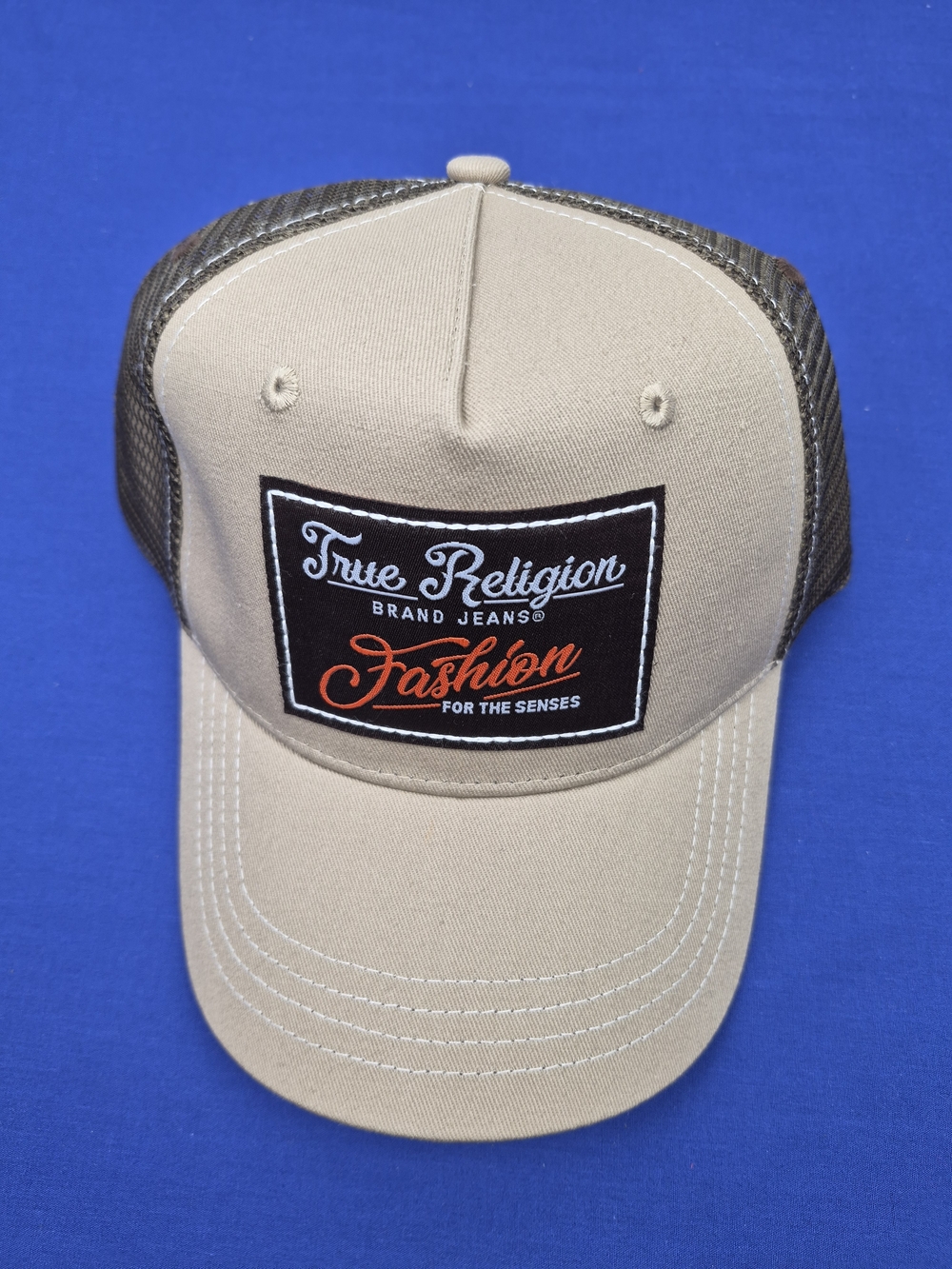 True Religion Hat Travertine True Patch Trucker Hat New!